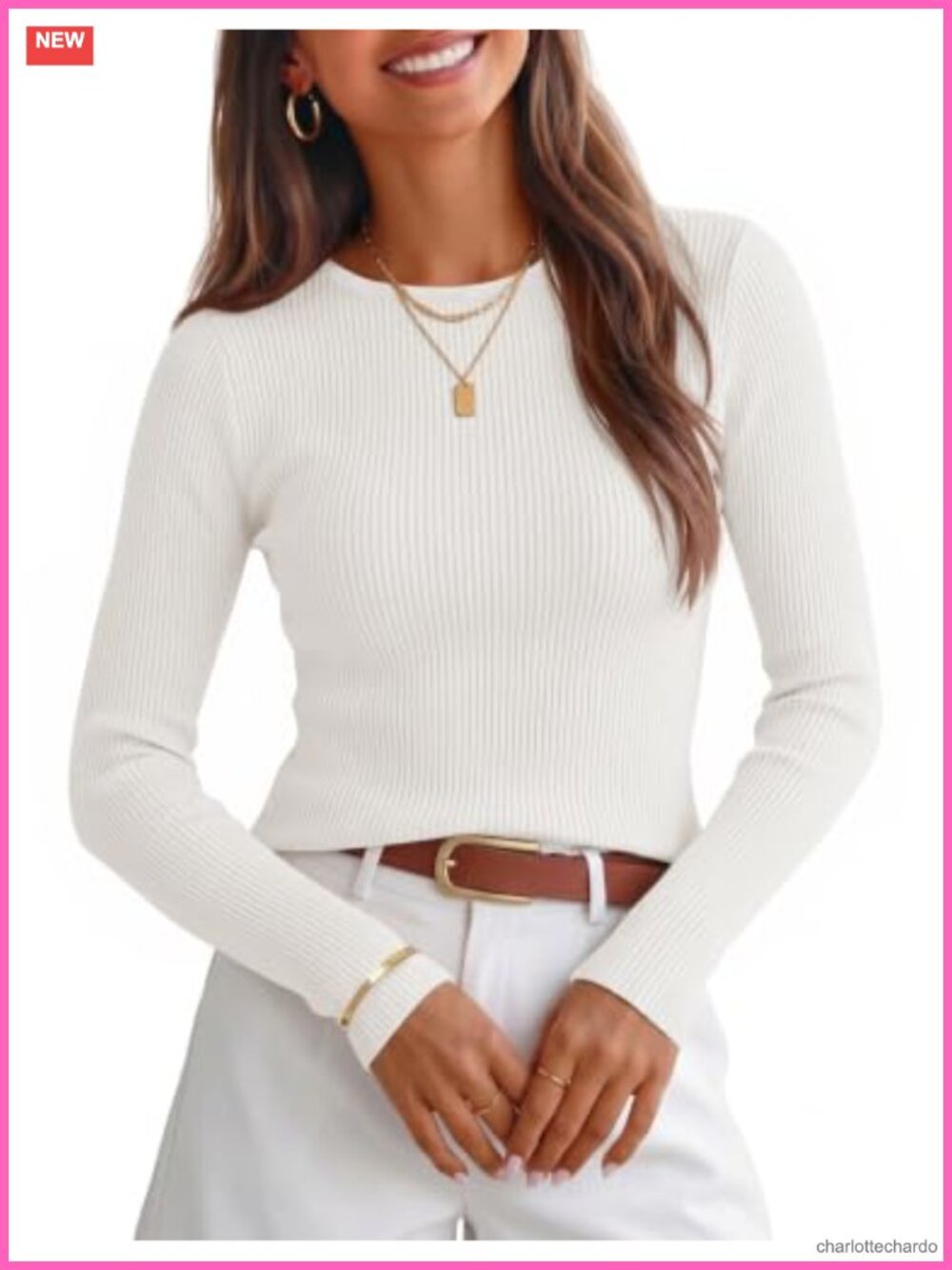 Long Sleeve Crewneck Sweater - Slim Fit Knit Pullover
